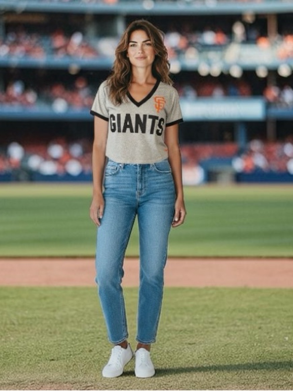 PINK Victoria Secret with 5th and Ocean SF Giants Crop TShirt Size Medium
